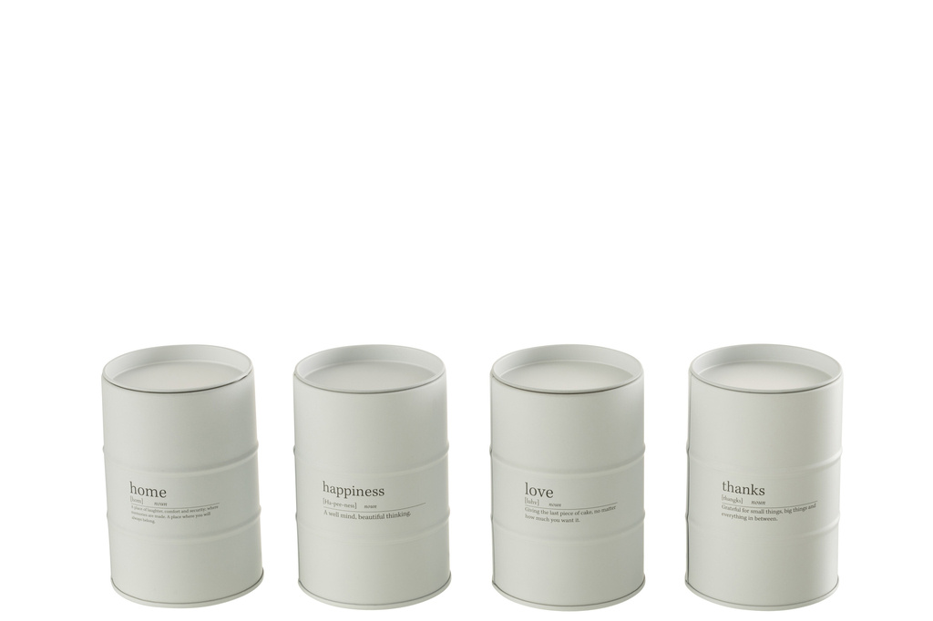 J-LINE SCENTED CANDLE QUOTE ENGLISH-FRENCH WHITE 55H SET VAN 4 STUKS