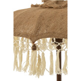 J-LINE PARASOL KWASTJES + VOET JUTE/HOUT BEIGE/WIT SMALL