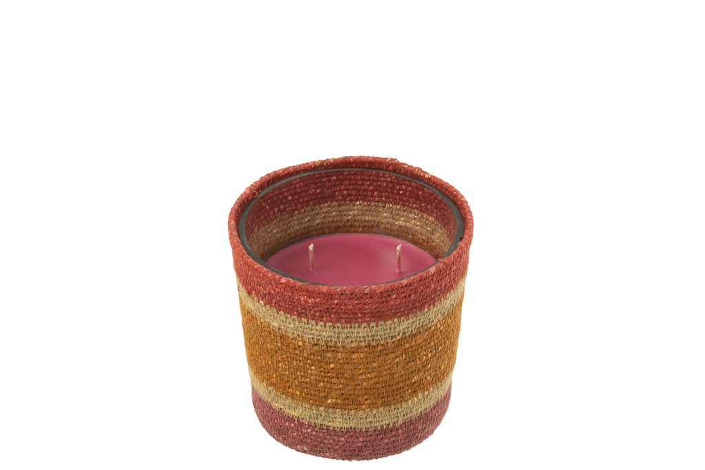 J-LINE SCENTED CANDLE BASKET WAX BURGUNDY SMALL - 45 HOURS