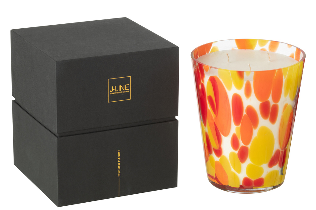 J-LINE SCENTED CANDLE NOA RED/YELLOW LARGE - 95 HOURS