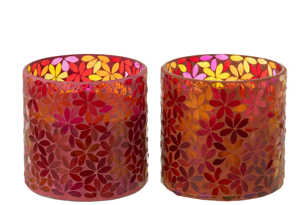 J-Line Geurkaars Flower Mosaic Wax Medium (Set van 2) - 45H