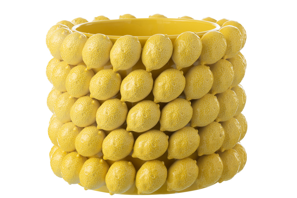 J-LINE BLOEMPOT LEMONS – KERAMIEK GEEL EXTRA LARGE