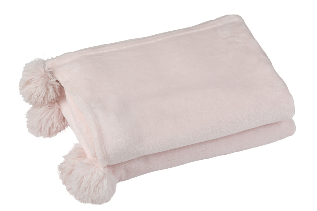 J-LINE PLAID POMPOM POLYESTER LIGHT PINK