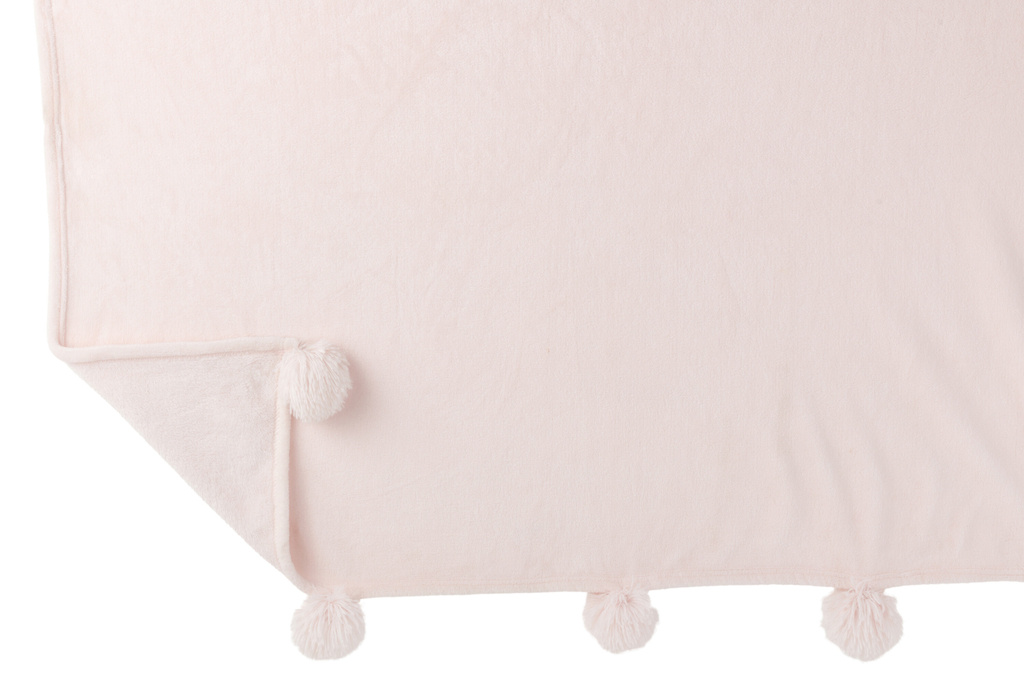 J-LINE PLAID POMPOM POLYESTER LIGHT PINK