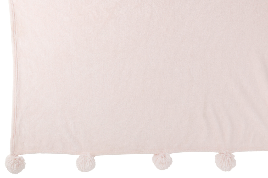 J-LINE PLAID POMPOM POLYESTER LIGHT PINK