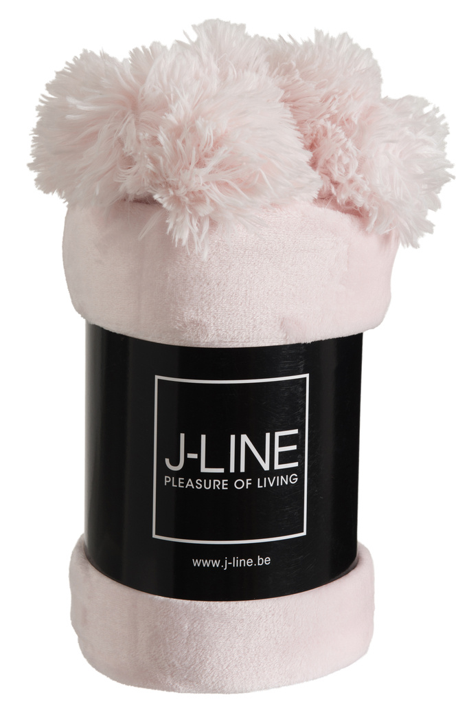 J-LINE PLAID POMPOM POLYESTER LIGHT PINK