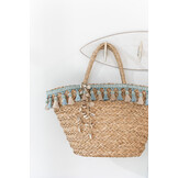 J-LINE STRANDTAS KWASTJES BLAUW/BEIGE – RIET NATUREL