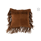 J-LINE KUSSEN KWASTJES VIERKANT LEDER COGNAC