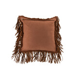 J-LINE KUSSEN KWASTJES VIERKANT LEDER COGNAC