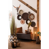 J-LINE KUSSEN KWASTJES VIERKANT LEDER COGNAC