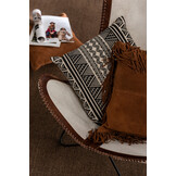 J-LINE KUSSEN KWASTJES VIERKANT LEDER COGNAC