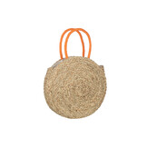 J-LINE STRANDTAS ROND BLOEM – ZEEGRAS NATUREL/ORANJE