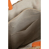 J-LINE STRANDTAS ROND BLOEM – ZEEGRAS NATUREL/ORANJE