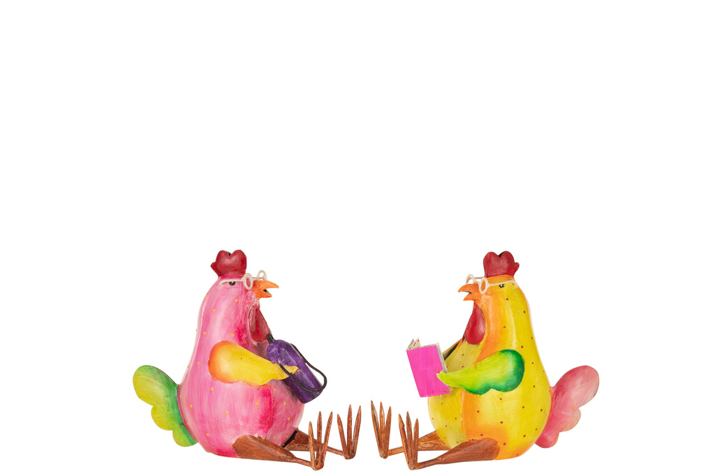 J-Line Zittende Haan IJzer Mix (Set van 2)