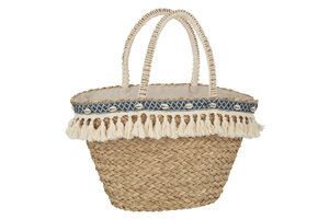 J-LINE STRANDTAS KWASTJES & SCHELPEN – ZEEGRAS NATUREL/BLAUW