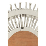 J-LINE SPIEGEL ROND ZON HOUT GEWASSEN WIT