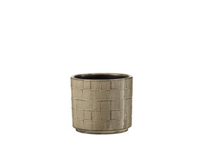 J-LINE BLOEMPOT VIERKANT KERAMIEK BEIGE/GRIJS KLEIN (SET VAN 2)