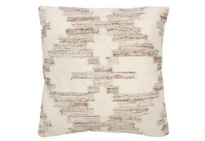 J-Line Kussen Ethnic Cross Wol/Katoen Crème/Beige