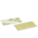 J-Line Bord Bloem/Strepen Rechthoekig Keramiek Groen (Set van 2)