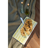 J-Line Bord Bloem/Strepen Rechthoekig Keramiek Groen (Set van 2)