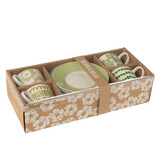 J-Line Set van 4 Theekoppen + Schotels in Vensterdoos Keramiek Groen Groot