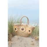 J-LINE STRANDTAS ZONNEBLOEMEN & SCHELPEN – ZEEGRAS NATUREL