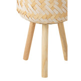 J-LINE SET VAN 3 MANDEN MET PATRONEN EN 3 POTEN Bamboe NATUURLIJK/WIT