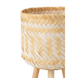 J-LINE SET VAN 3 MANDEN MET PATRONEN EN 3 POTEN Bamboe NATUURLIJK/WIT