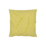 J-LINE KUSSEN BLADEREN KATOEN CITROEN GROEN