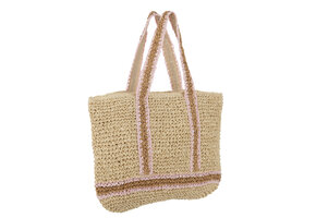 J-LINE TOTE BAG – BRUIN/ROZE HANDVAT PAPIER NATUUR/ROZE