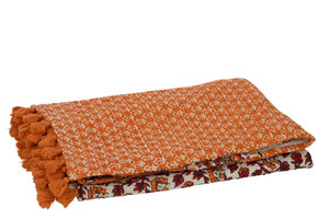 J-LINE PLAID / STRANDMAT BLOEMEN KATOEN ORANJE