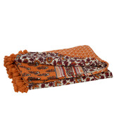 J-LINE PLAID / STRANDMAT BLOEMEN KATOEN ORANJE