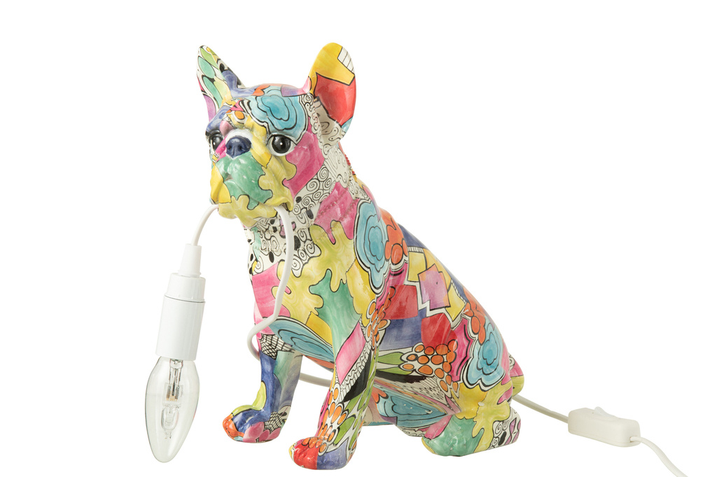 J-LINE LAMP BULLDOG POP-ART – POLYRESIN