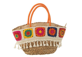 J-LINE STRANDTAS GEHAAKT MET KWASTJES – ZEEGRAS/KATOEN