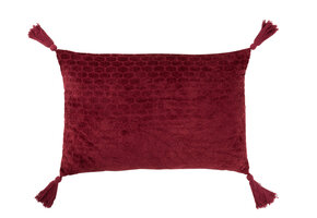 J-LINE KUSSEN PATROON RECHTHOEKIG KATOEN DONKERROOD