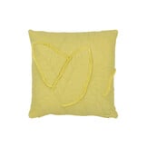 J-LINE KUSSEN BLADEREN KATOEN CITROEN GROEN