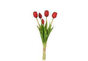 J-LINE BOEKET TULPEN 5 STUKS PU ROOD MEDIUM