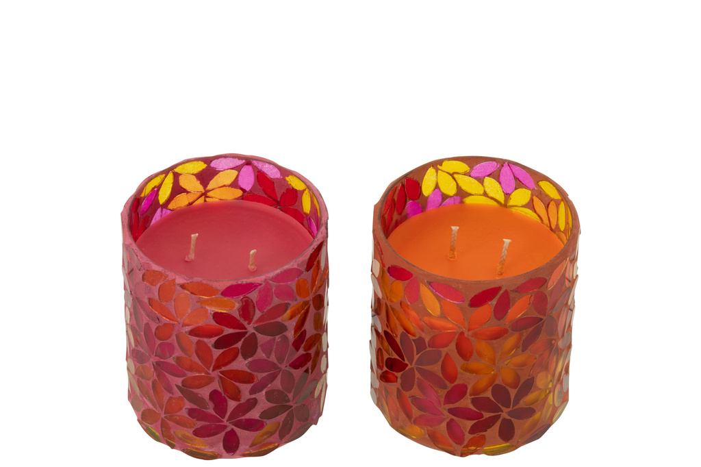 J-LINE GEURKAARS FLOWER MOSAIC WAX SMALL - SET VAN 2 - 38H