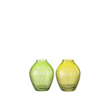 J-LINE VAAS BOL BLADEREN GLAS GROEN - TWEE STUKS