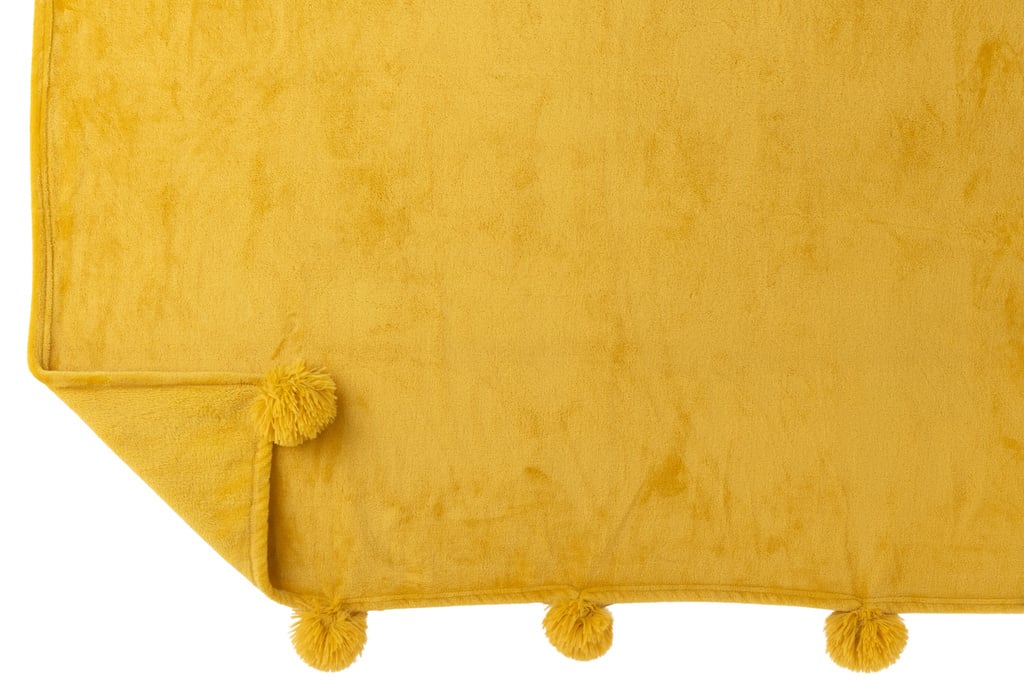 J-LINE PLAID POMPOM POLYESTER OCHRE