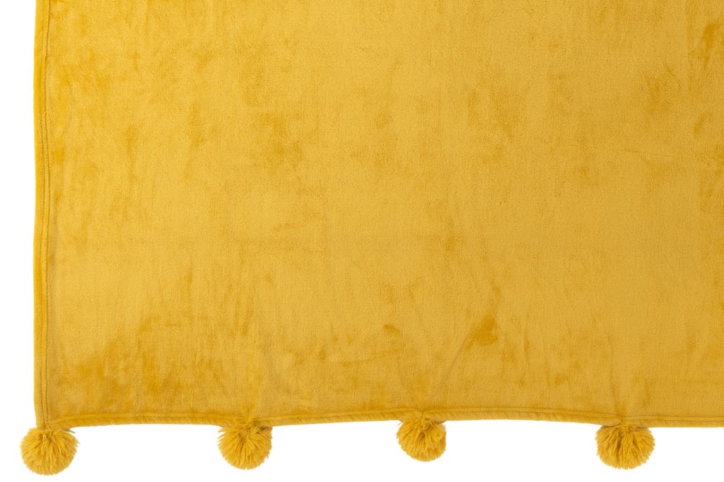 J-LINE PLAID POMPOM POLYESTER OCHRE