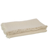 J-LINE PLAID FRINGES COTTON MUSLIN LIGHT BEIGE