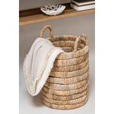 J-LINE PLAID FRINGES COTTON MUSLIN LIGHT BEIGE