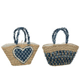 J-LINE STRANDTAS HART/PATROON – DENIM ZEEGRAS NATUUR/BLAUW (SET VAN 2)