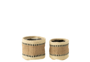 J-LINE SET VAN 2 RONDE MANDEN MET BAND JUTE NATUURLIJK/BEIGE XS/S