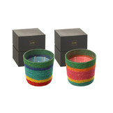 J-LINE GEURKAARS IN MANDJE ROZE WAX MIX KLEIN - 45 UUR BRANDTIJD (SET VAN 2)