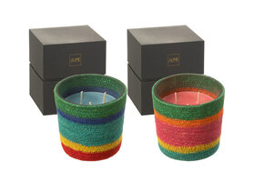 J-LINE GEURKAARS IN MANDJE ROZE WAX MIX KLEIN - 45 UUR BRANDTIJD (SET VAN 2)