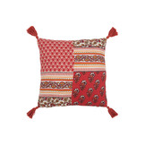 J-LINE KUSSEN BLOEMEN + KWASTJES – KATOEN – ROOD – 45 CM