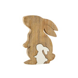 J-LINE KONIJN PROFIEL SILH MANGOHOUT WIT/NATUUR - GROOT