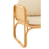 J-LINE ARM CHAIR + KUSSEN – RATTAN/TEXTIEL – NATURAL/WHITE – 67 CM